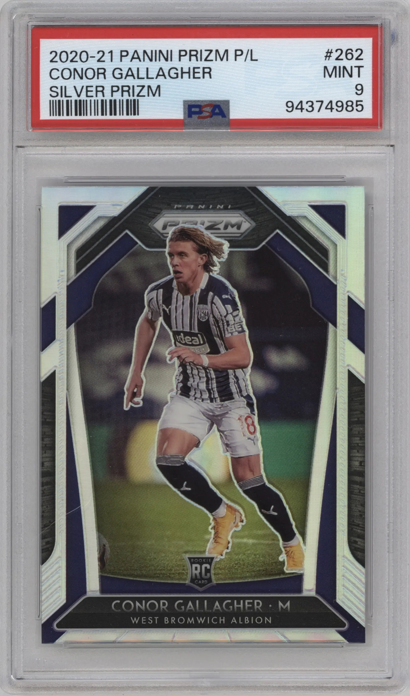 2020 Panini Prizm Premier League Conor Gallagher Silver Prizm #262 PSA 9