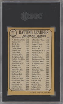 Carl Yastrzemski/Frank Robinson/Al Kaline from the 1968 Topps set graded by SGC and given an overall grade of 7.