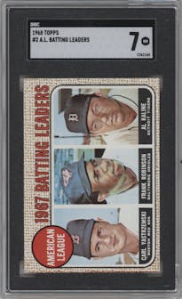 Carl Yastrzemski/Frank Robinson/Al Kaline from the 1968 Topps set graded by SGC and given an overall grade of 7.