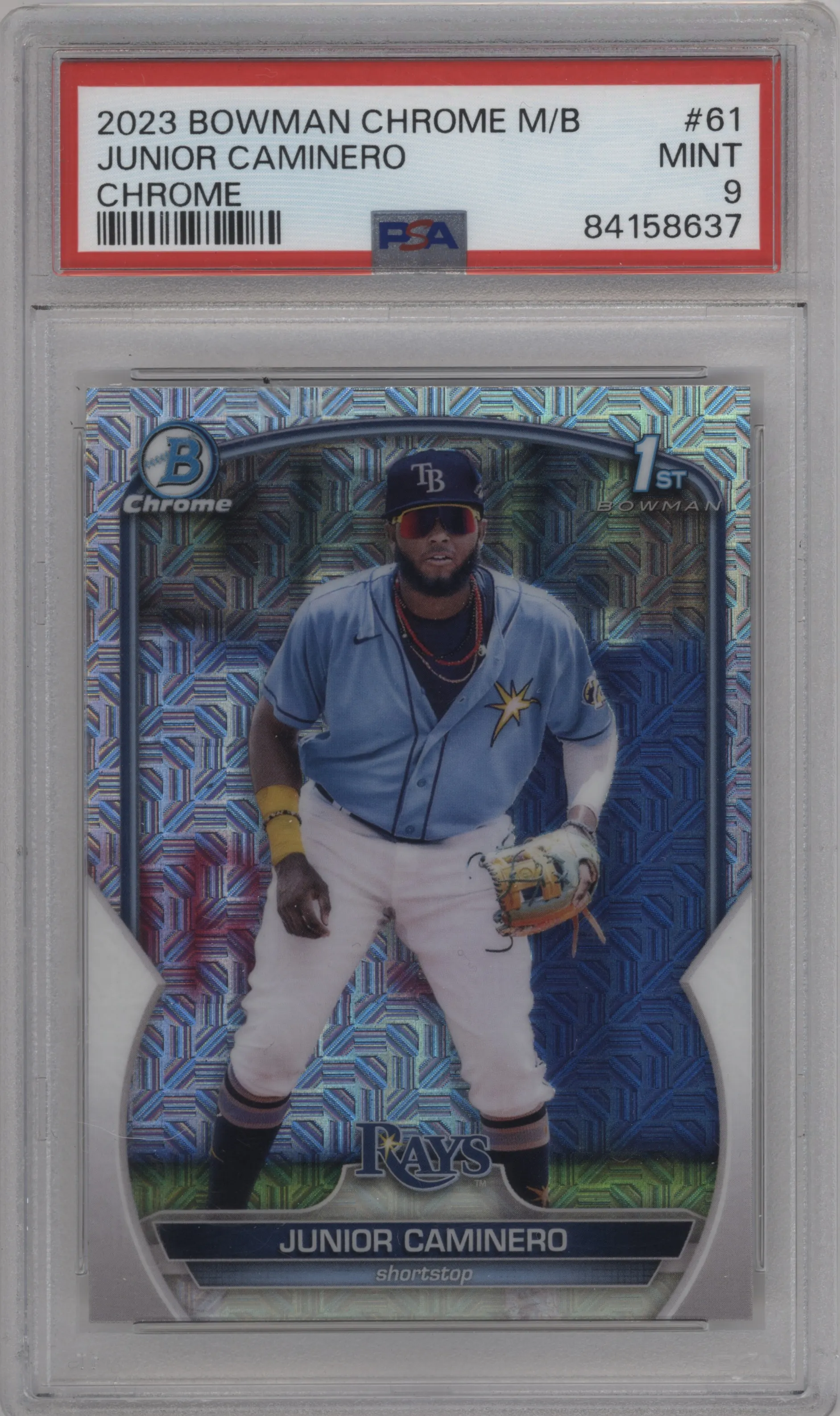 2023 Bowman Mega Box Chrome Junior Caminero PSA 9