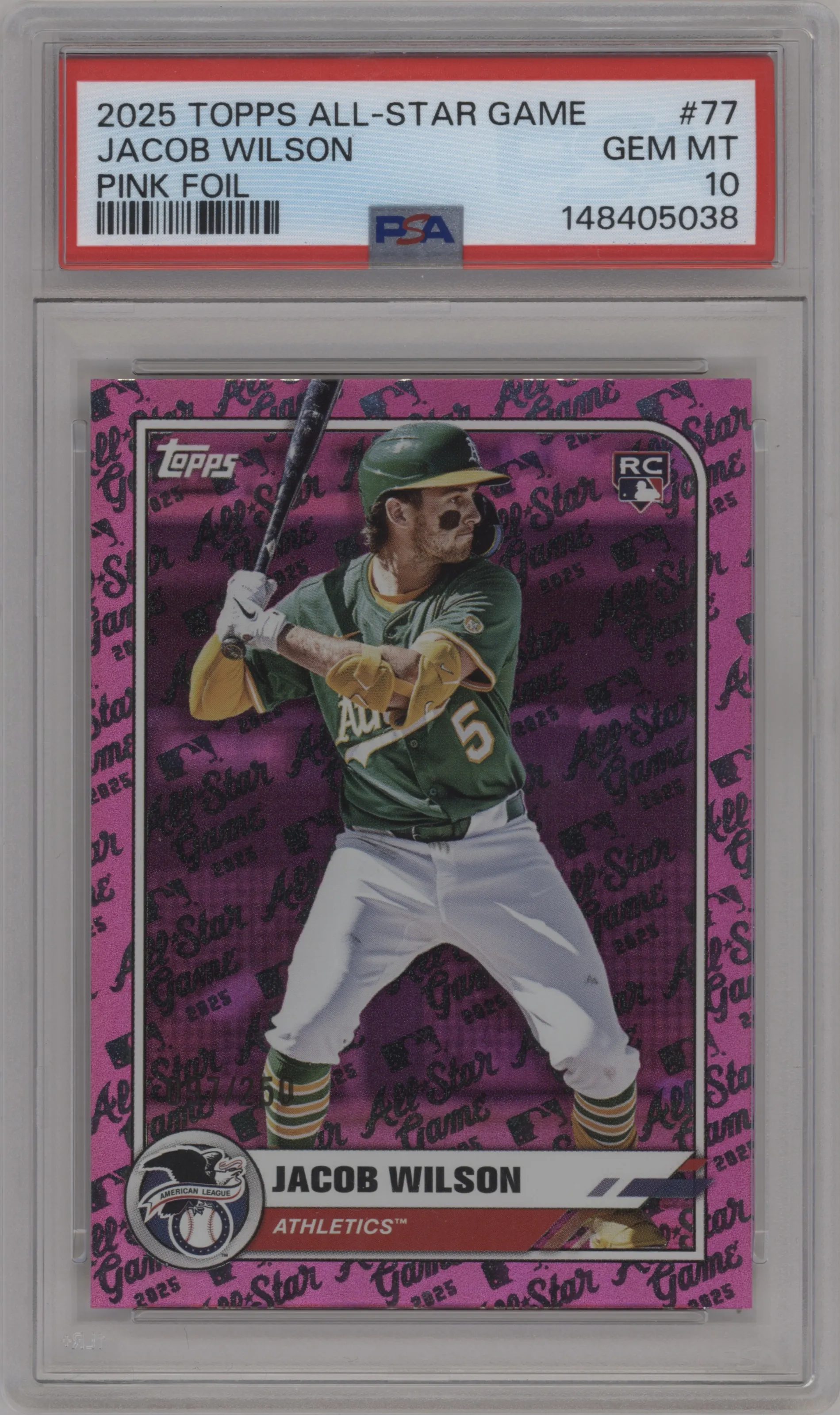 2025 Topps All Star Game Jacob Wilson Pink Foil #77 PSA 10