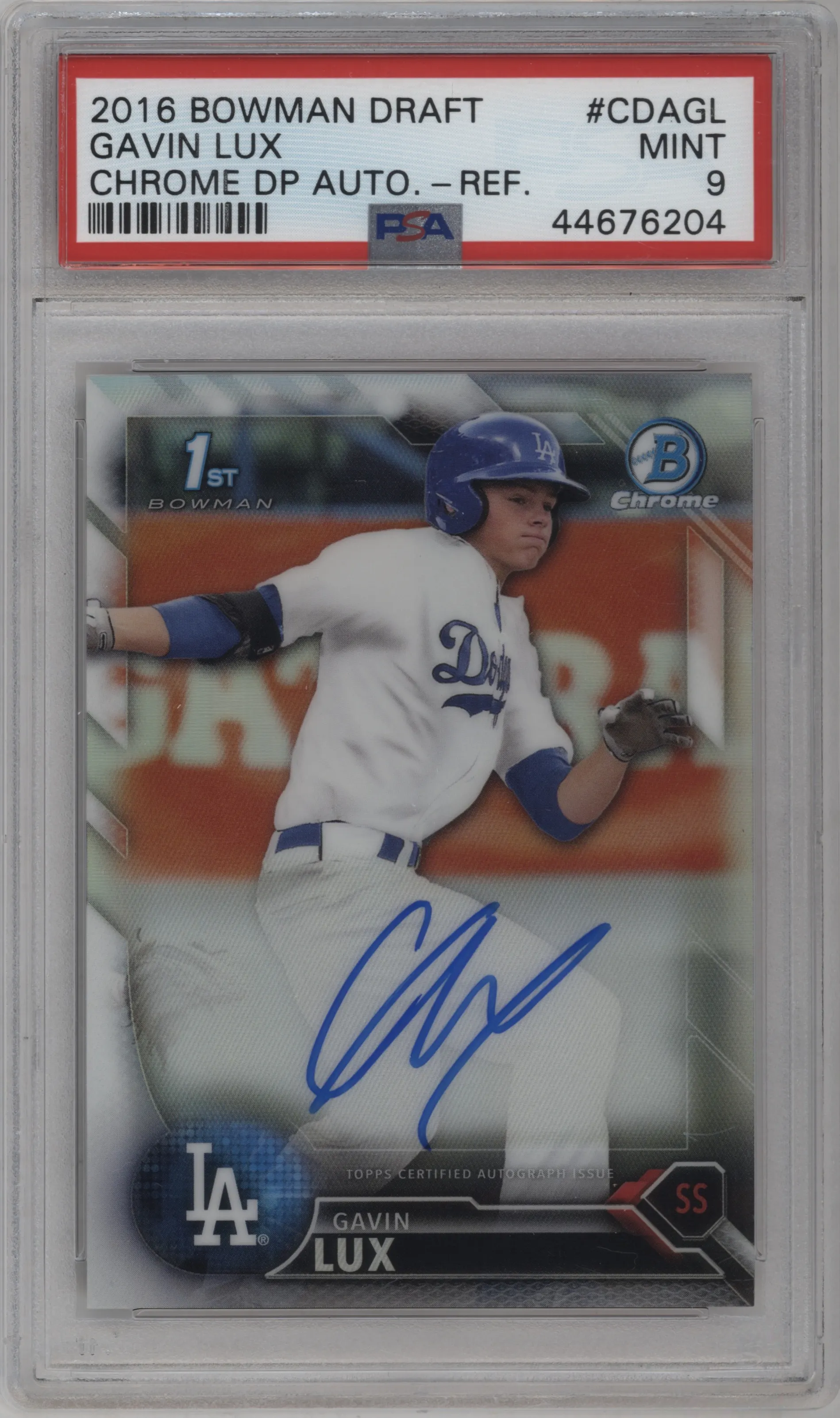 2016 Bowman Draft Chr.Auto Gavin Lux Refractor PSA 9