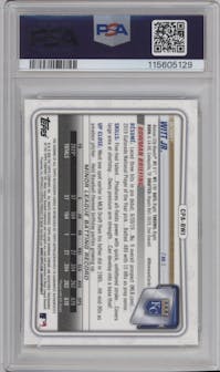 Bobby Witt Jr. from the 2020 Bowman set graded by PSA and given an overall grade of 10.