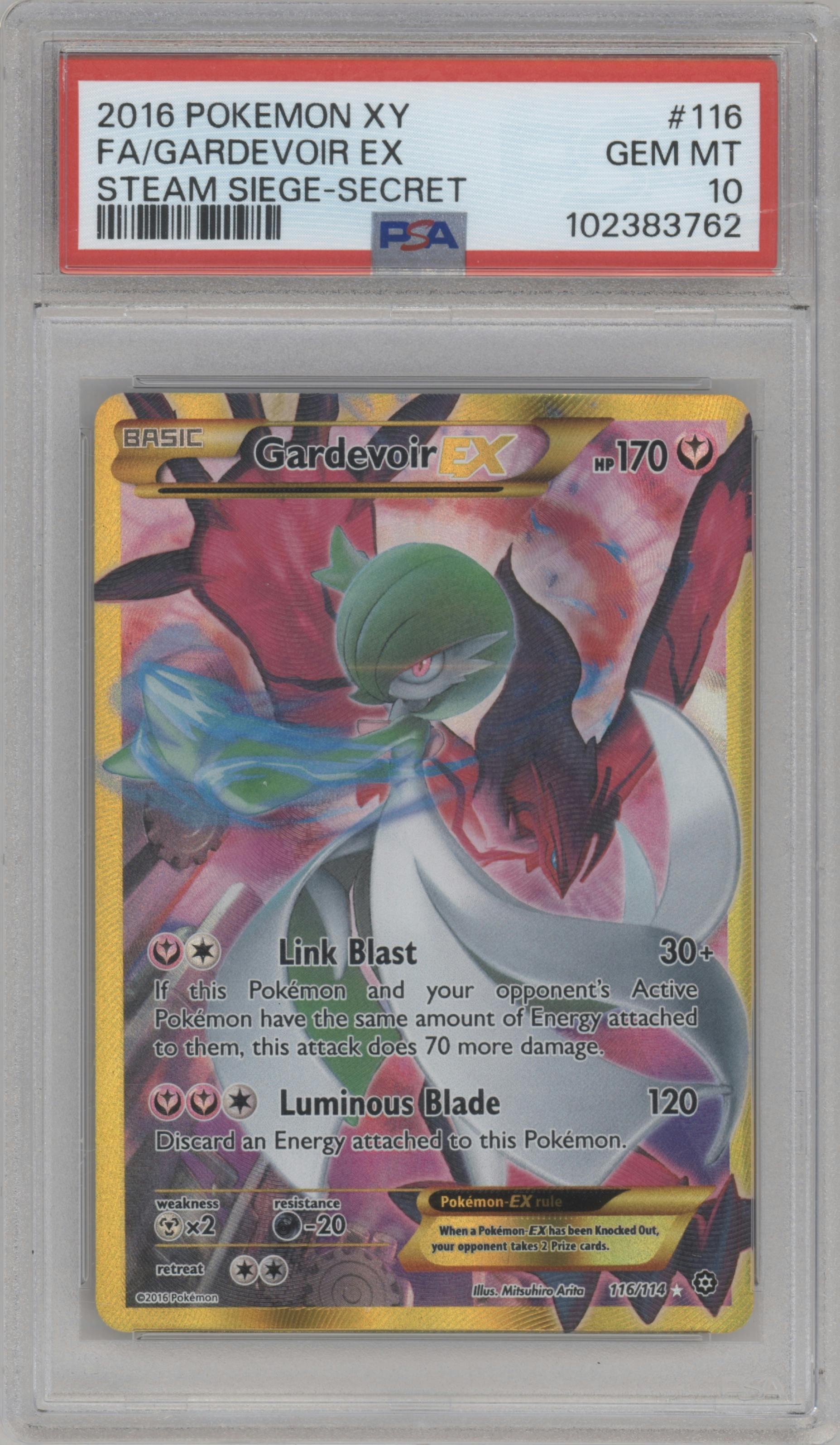 Gardevoir EX from the 2016 Pokemon XY set graded by PSA and given an overall grade of 10.