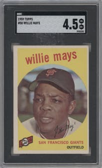 Willie Mays from the 1959 Topps set graded by SGC and given an overall grade of 4.5.