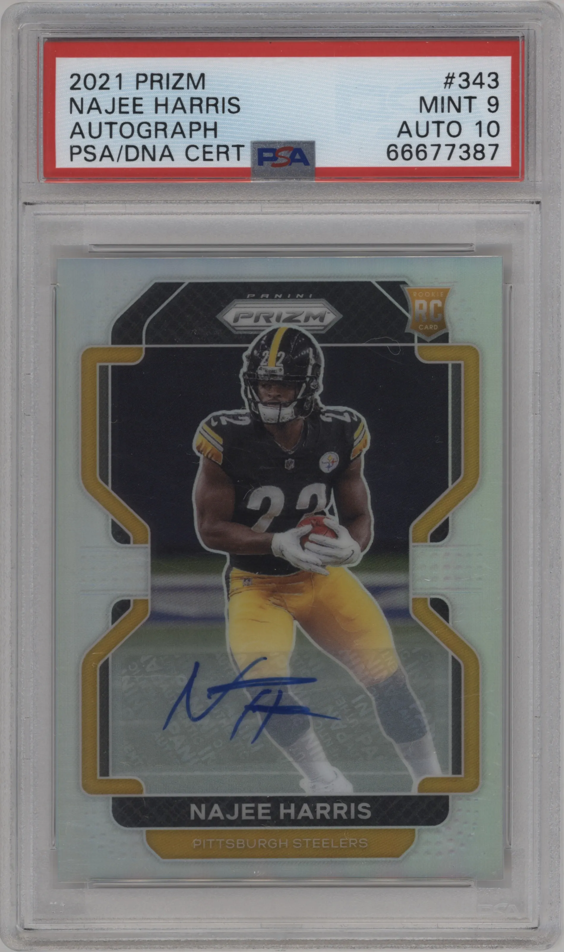 2021 Panini Prizm Rke.Auto Najee Harris #343 PSA 9