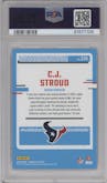C.J. Stroud from the 2023 Panini Donruss set graded by PSA and given an overall grade of 10.