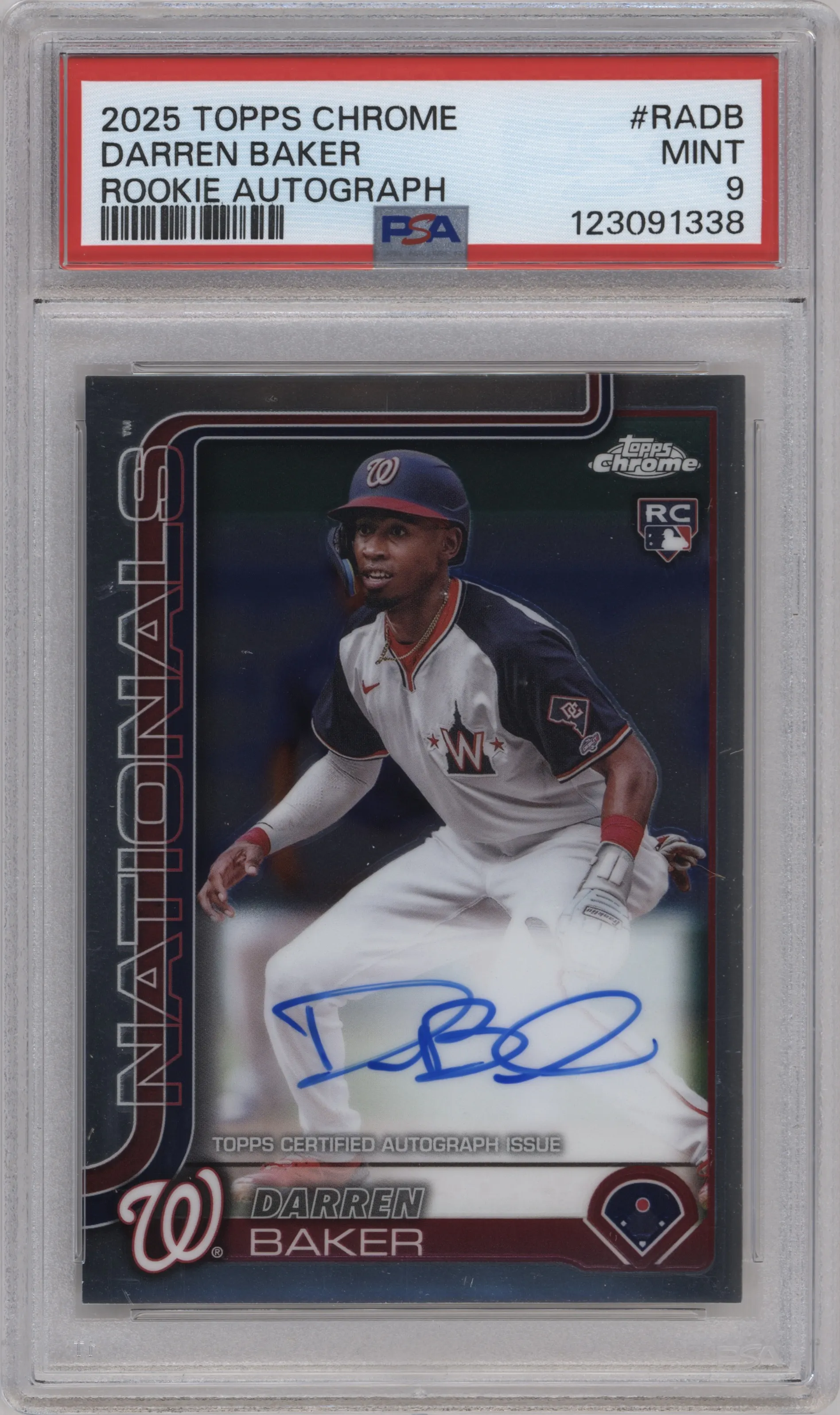 2025 Topps Chrome Rke.Auto Darren Baker PSA 9