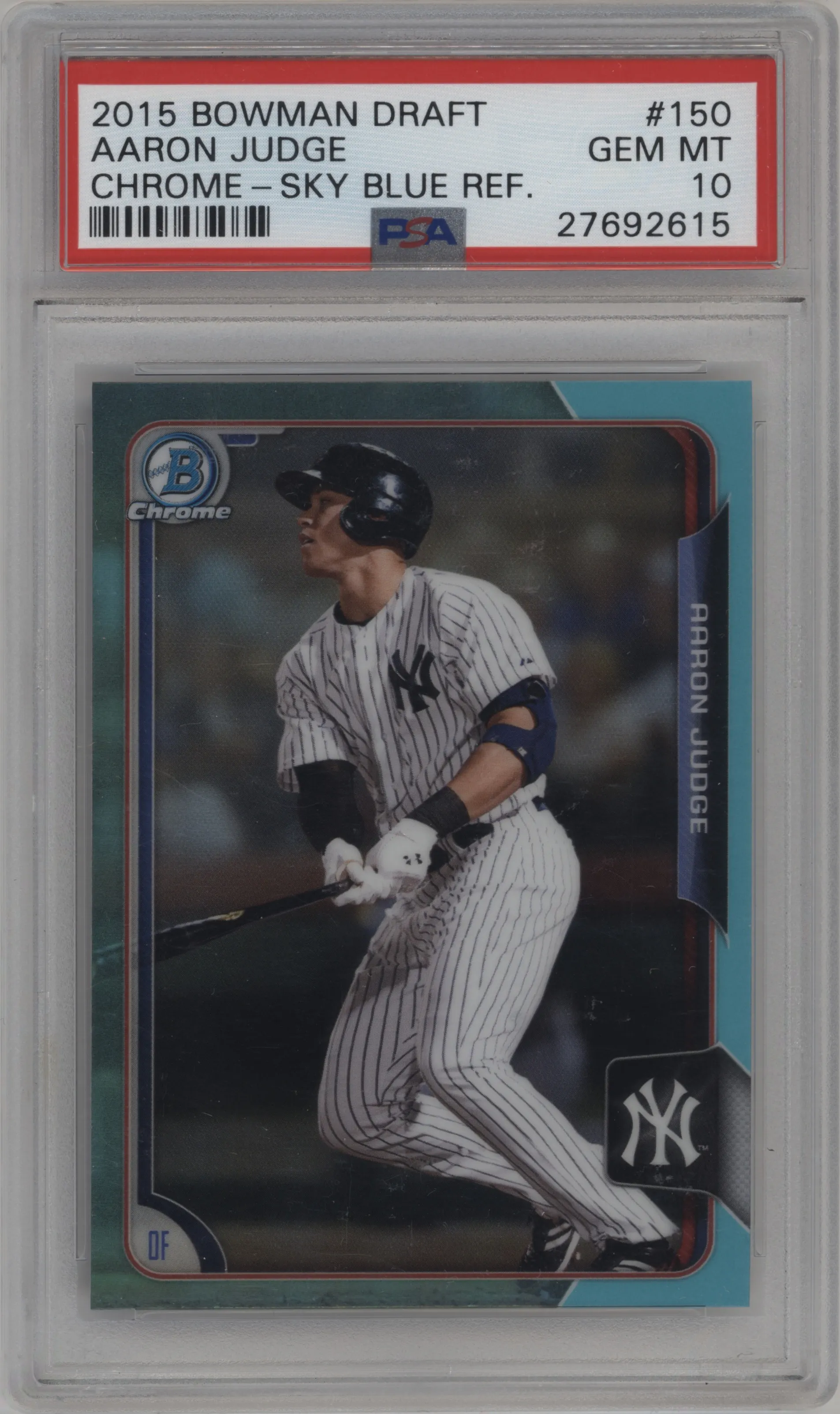 2015 Bowman Draft Chrome Aaron Judge Sky Blue Refractor PSA 10