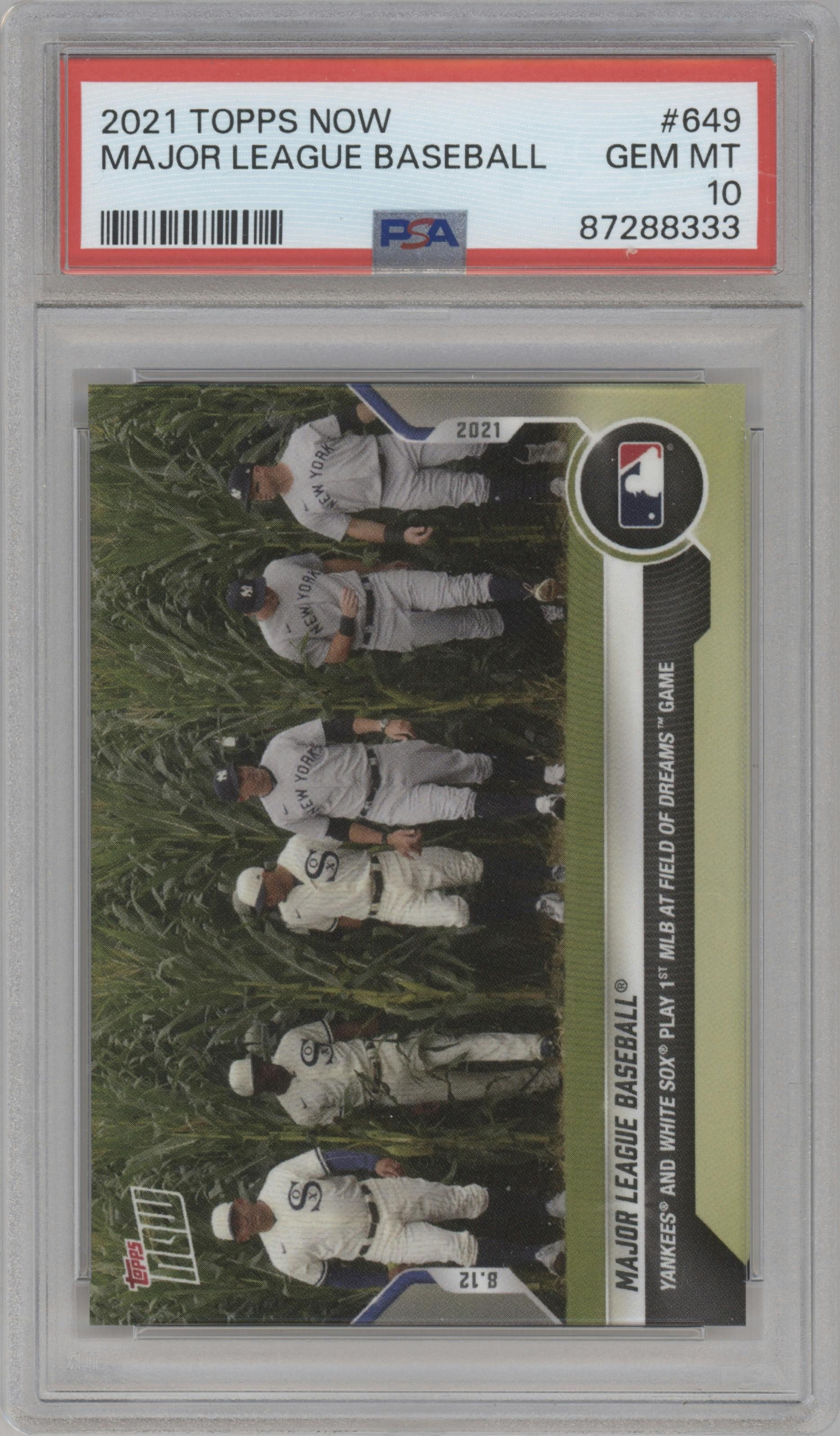 Field Of Dreams from the 2021 Topps Now set graded by PSA and given an overall grade of 10.