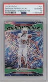 Marvin Harrison Jr. from the 2024 Panini Prizm set featuring a Green Wave parallel graded by PSA and given an overall grade of 10.