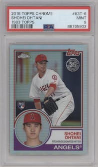 Shohei Ohtani from the 2018 Topps Chrome set graded by PSA and given an overall grade of 9.