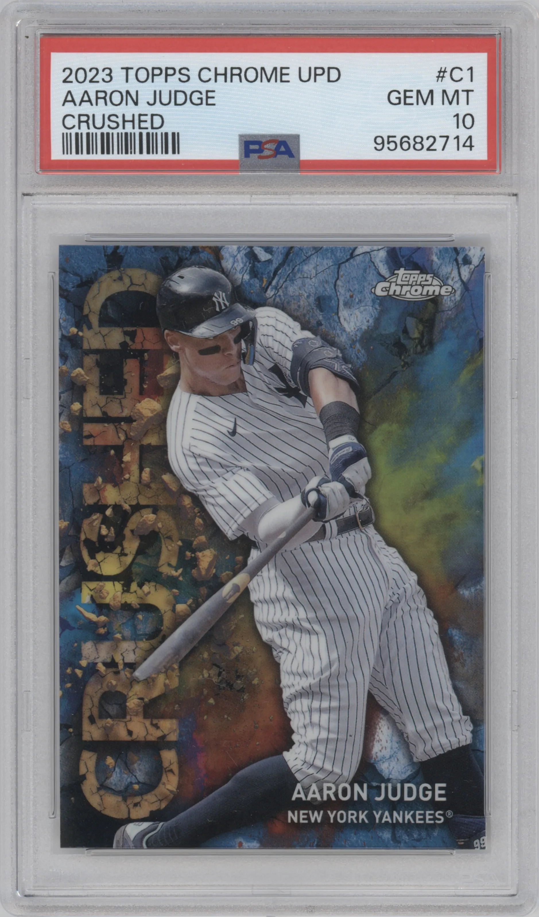 2023 Topps Chrome Update Crushed Aaron Judge PSA 10