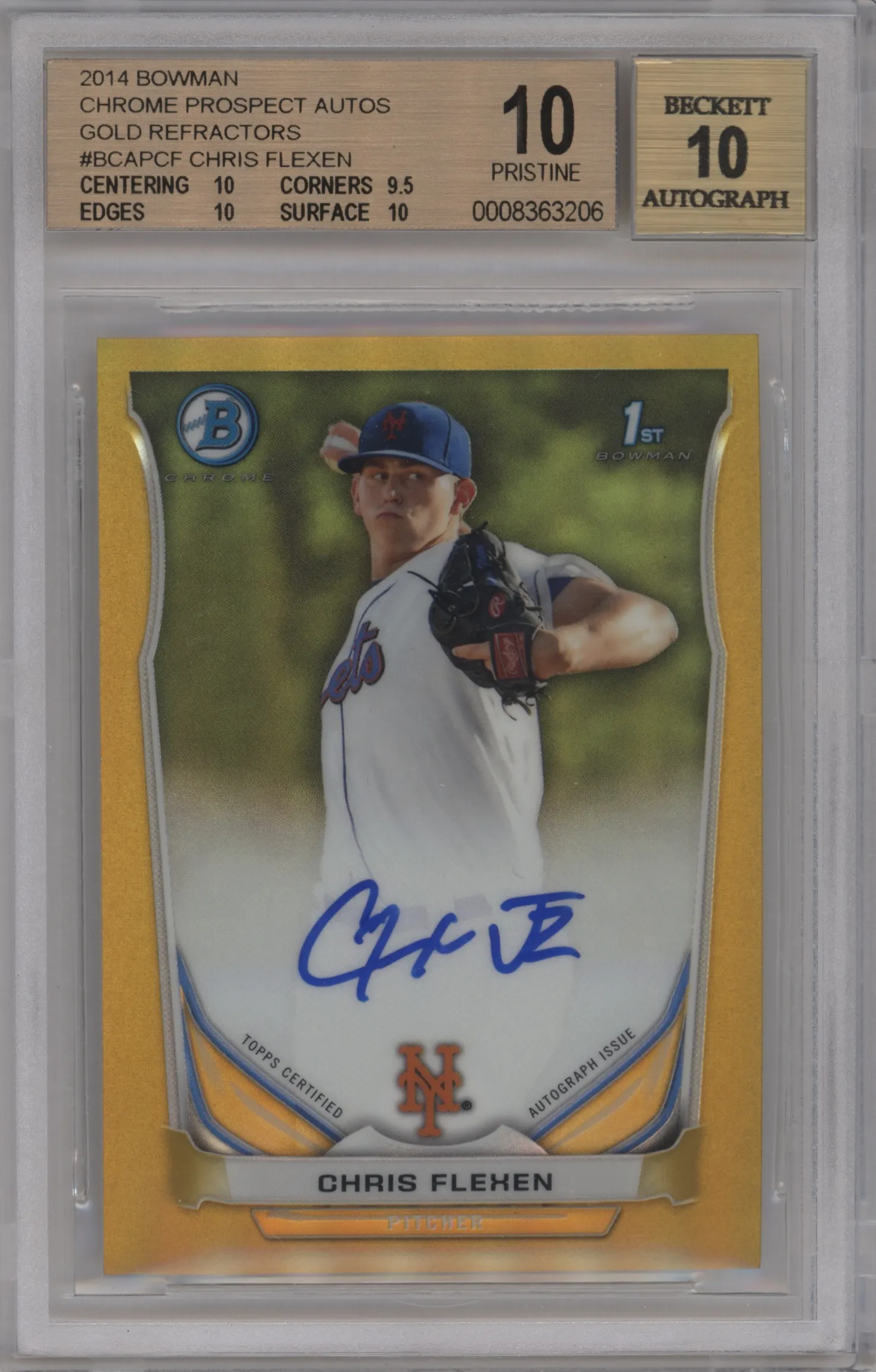 2014 Bowman Chr.Pros.Auto Chris Flexen Gold Refractor #BCAP-CF BGS 10