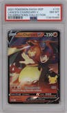 Lance's Charizard V from the 2021 Pokemon SWSH set graded by PSA and given an overall grade of 8.