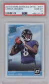 Lamar Jackson from the 2018 Panini Donruss Optic set graded by PSA and given an overall grade of 10.