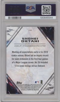 Shohei Ohtani from the 2018 Topps Fire set graded by PSA and given an overall grade of 9.