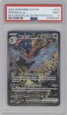 Greninja ex from the 2024 Pokemon SV set featuring a Shrouded Fable Greninja ex Special Illustration Collection parallel graded by PSA and given an overall grade of 9.