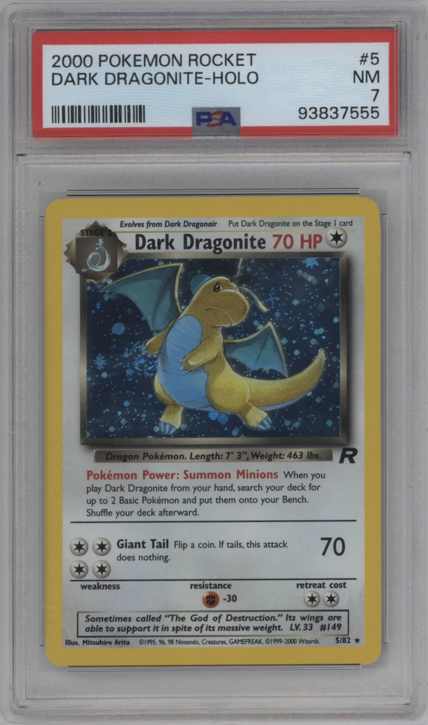 2000 Pokemon Team Rocket Dark Dragonite PSA NEAR MINT 7 #5 PSA 7