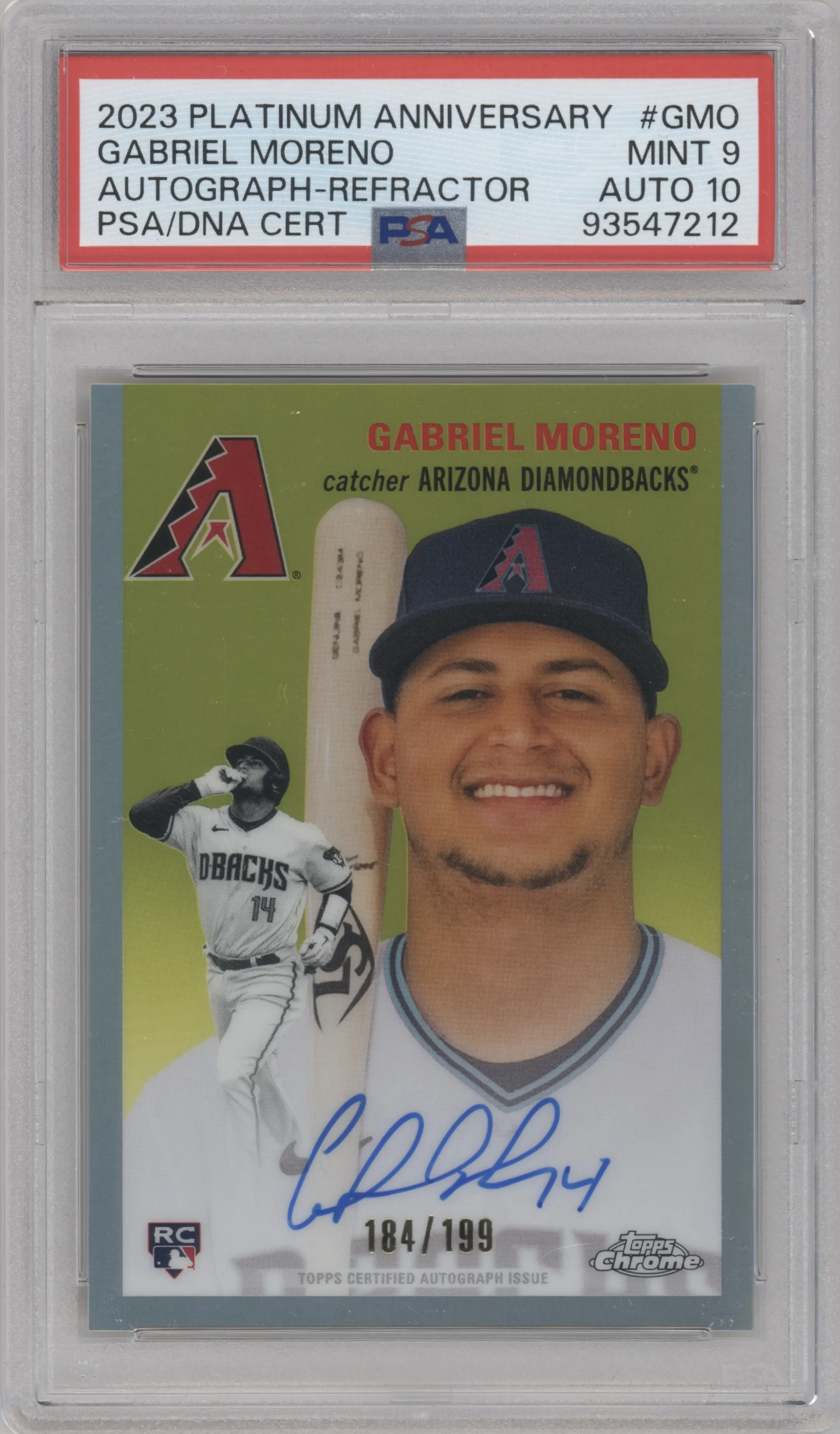 2023 Topps Chrome Platinum Anniversary Auto Gabriel Moreno Refractor PSA 9