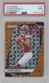 Jayden Daniels from the 2024 Panini Prizm set featuring a Lazer Prizm parallel graded by PSA and given an overall grade of 9.