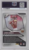 Jayden Daniels from the 2024 Panini Prizm set featuring a Lazer Prizm parallel graded by PSA and given an overall grade of 9.