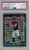 C.J. Stroud from the 2023 Donruss Optic set featuring a Green Velocity parallel graded by PSA and given an overall grade of 10.