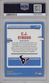 C.J. Stroud from the 2023 Donruss Optic set featuring a Green Velocity parallel graded by PSA and given an overall grade of 10.