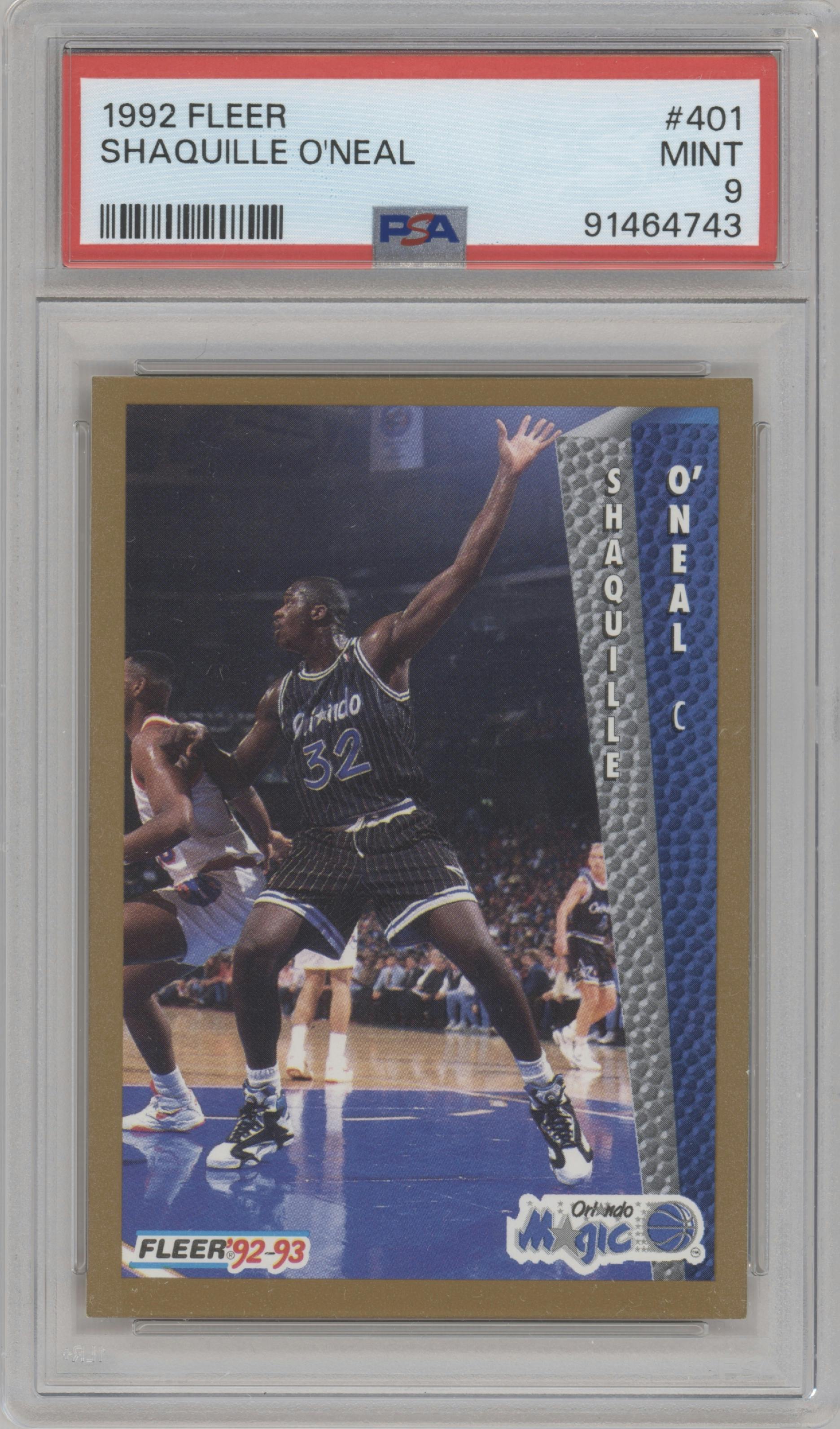 Shaquille O'Neal from the 1992-93 Fleer  set graded by PSA and given an overall grade of 9.