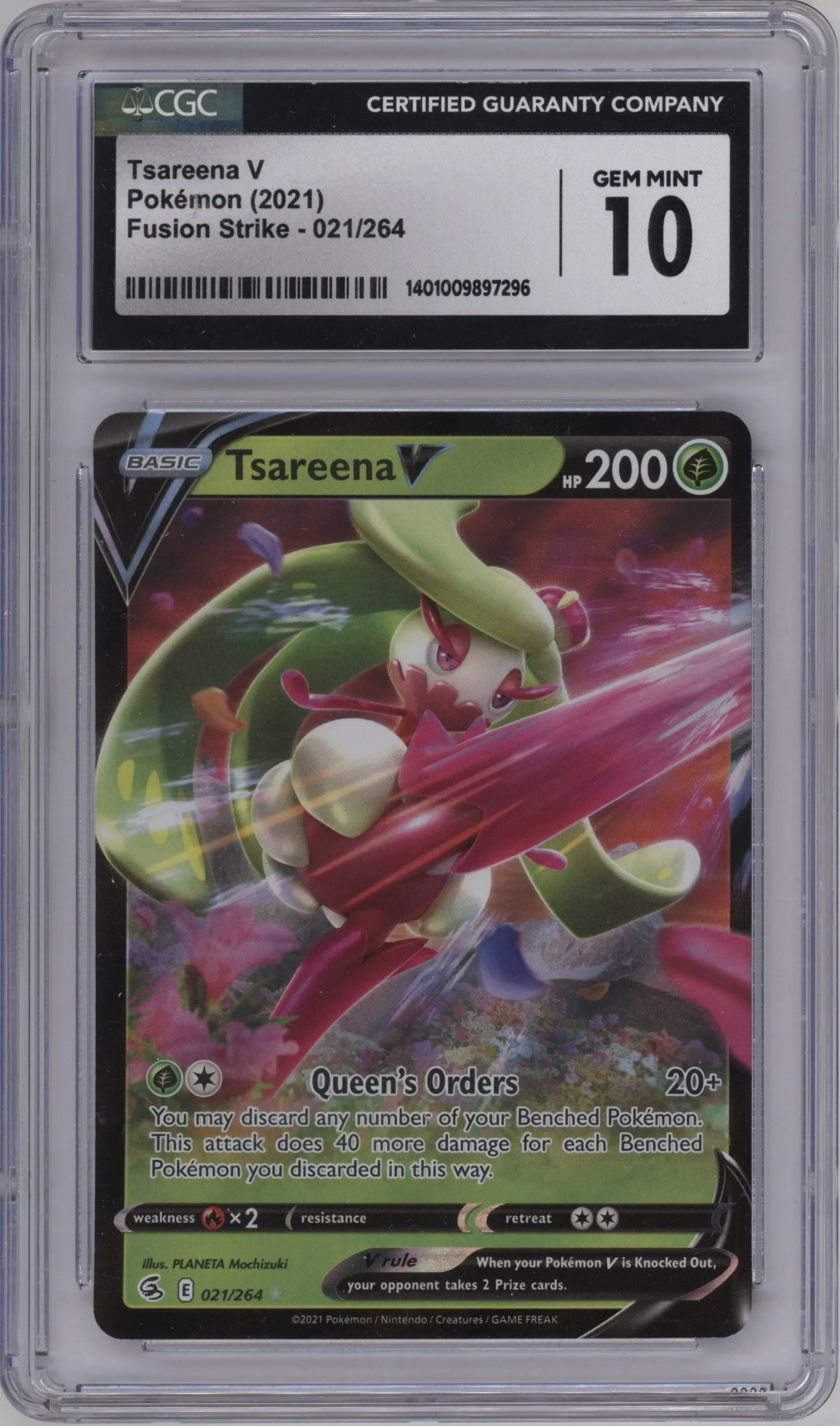 2021 Pokemon SWSH Fusion Strike Tsareena V #021 CGC 10