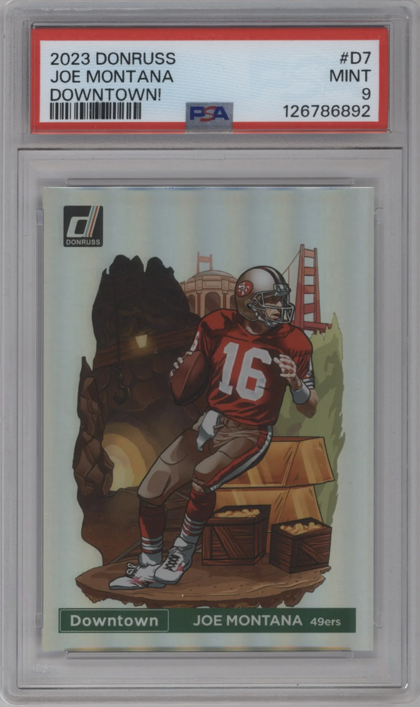2023 Panini Donruss Downtown Joe Montana #D-7 PSA 9