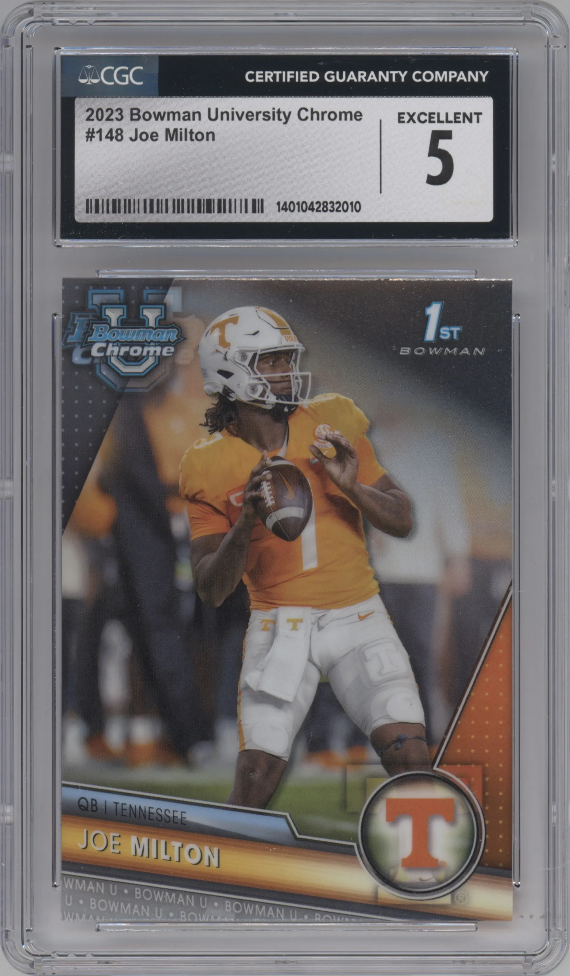 2023 Bowman Chrome University Joe Milton #148 CGC 5