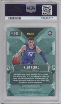 Tyler Herro from the 2020-21 Panini Prizm Draft Picks set graded by PSA and given an overall grade of 9.