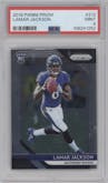 Lamar Jackson from the 2018 Panini Prizm set graded by PSA and given an overall grade of 9.