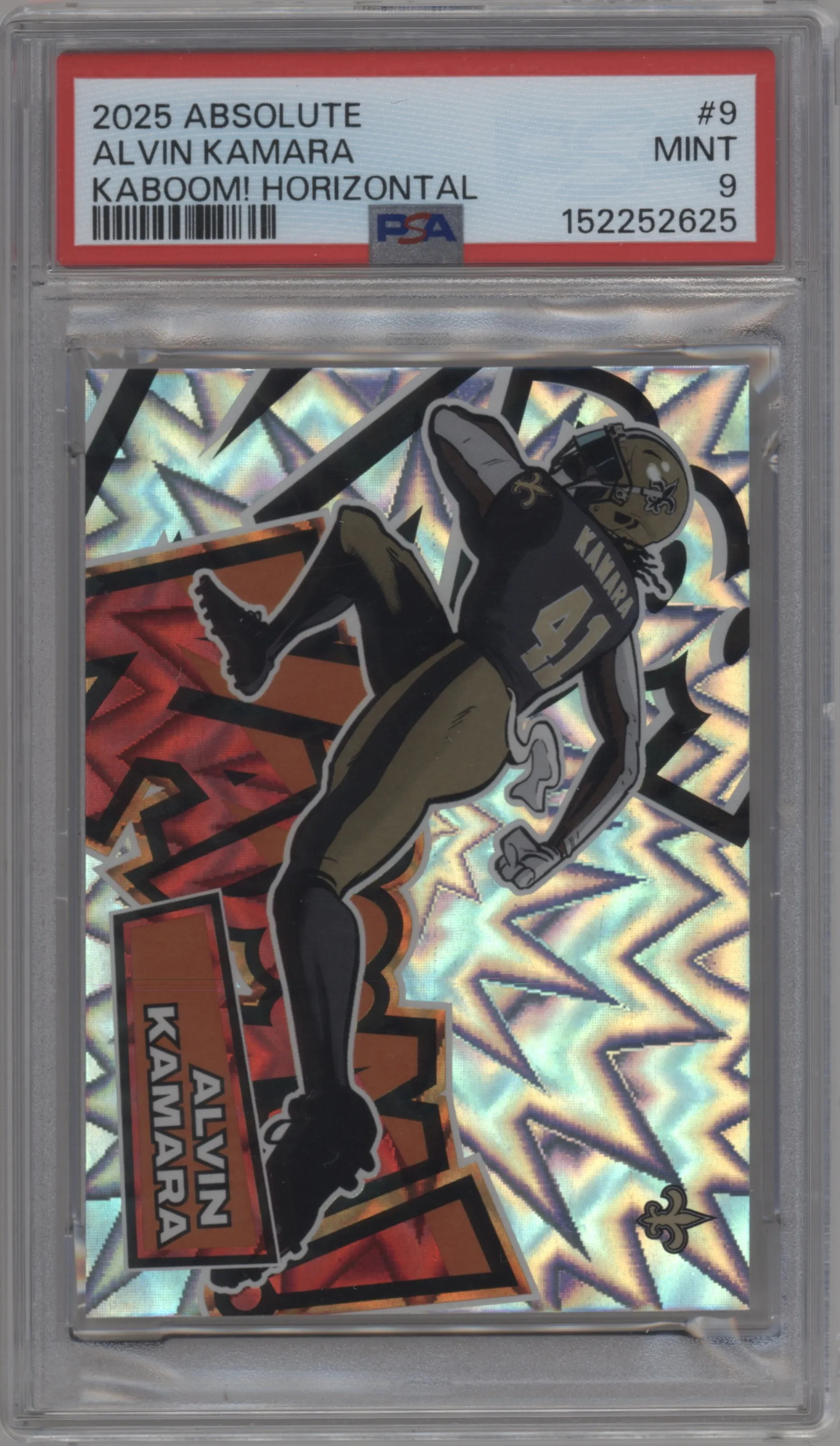 2025 Panini Absolute Kaboom Horizontal Alvin Kamara #9 PSA 9