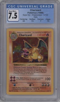 Charizard from the 1999 Pokemon set graded by CSG and given an overall grade of 7.5.