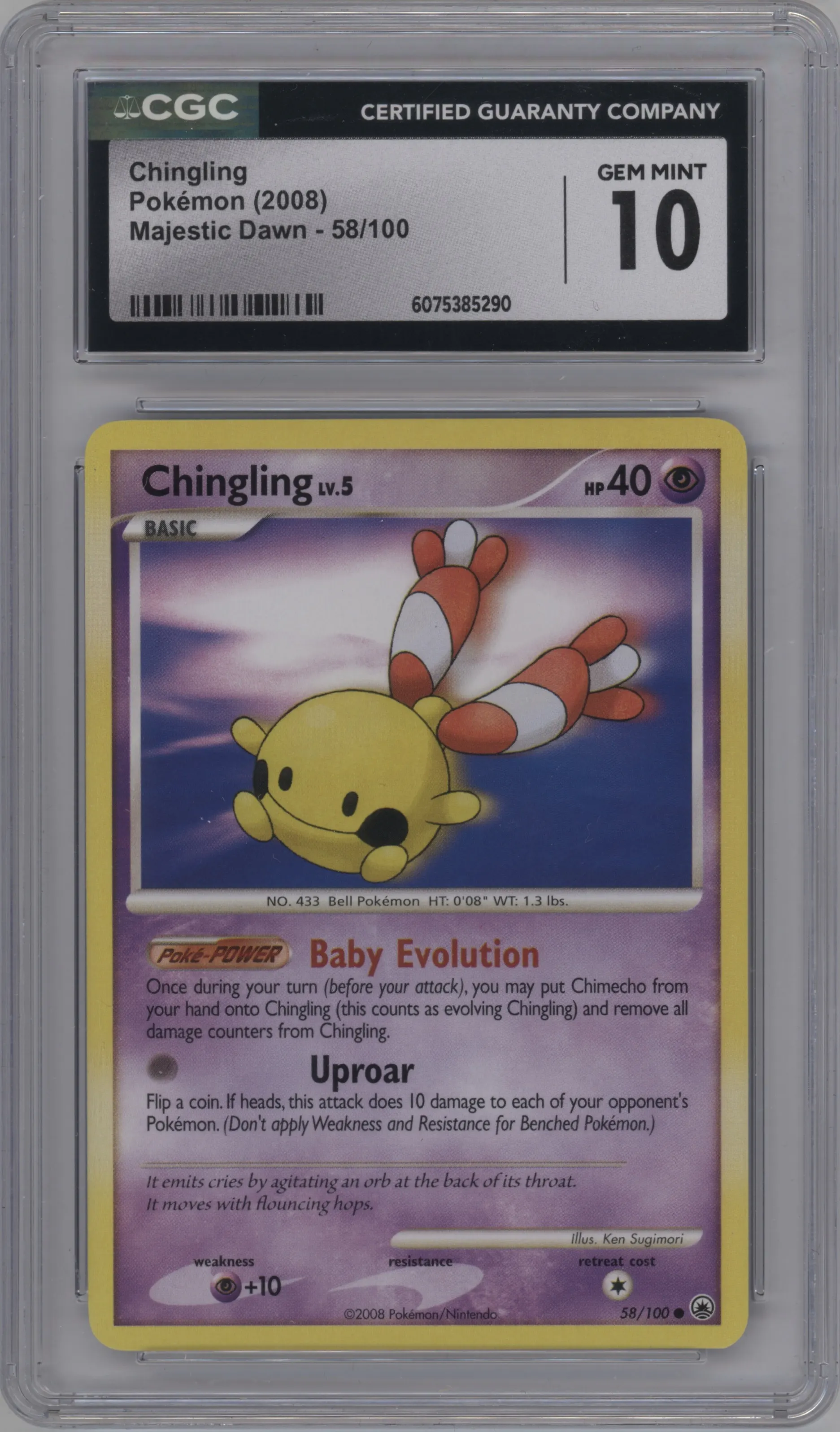 2008 Pokemon D&P Majestic Dawn Chingling #58 CGC 10