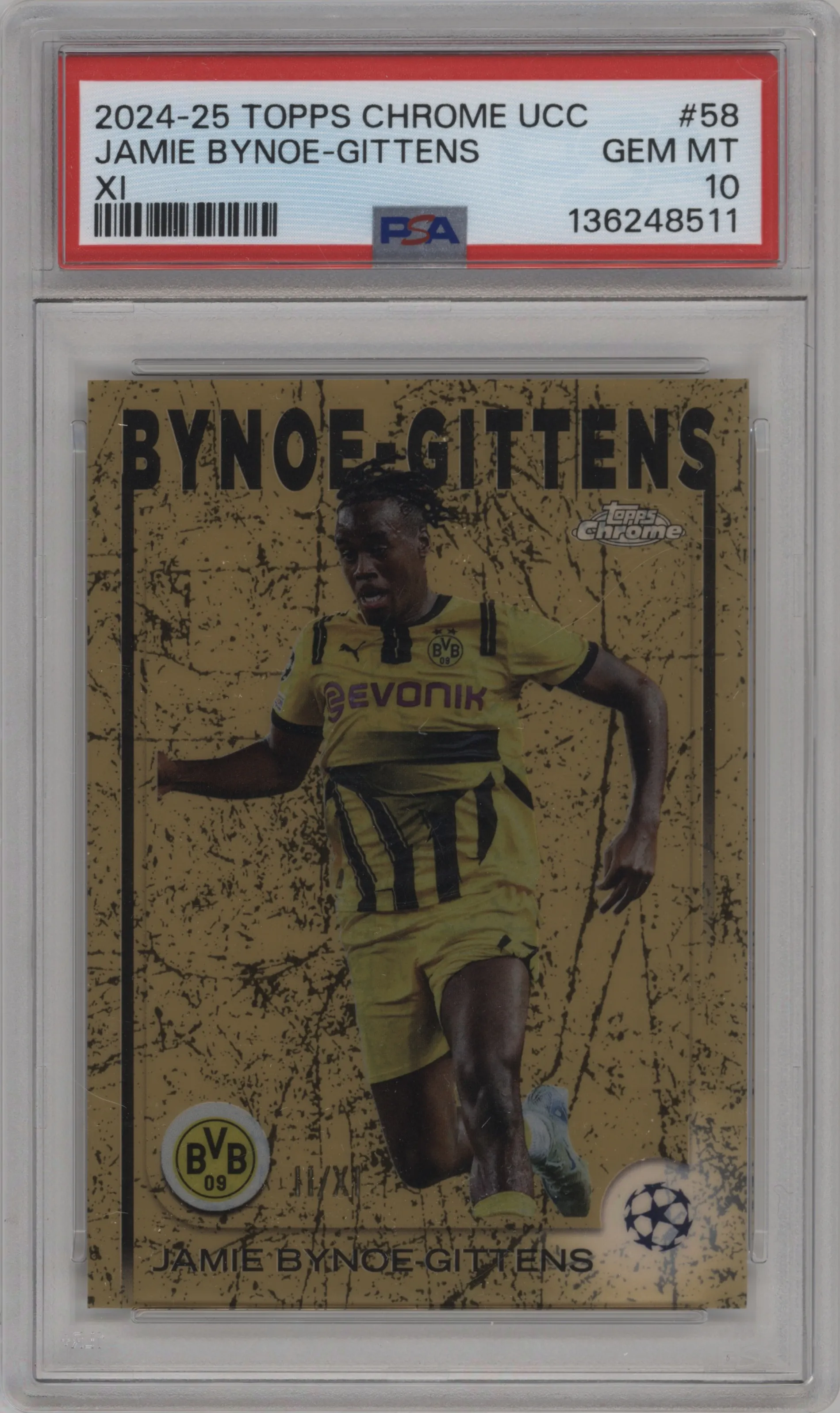 2024 Topps Chrome UEFA Club Competitions Jamie Bynoe-Gittens XI Refractor PSA 10
