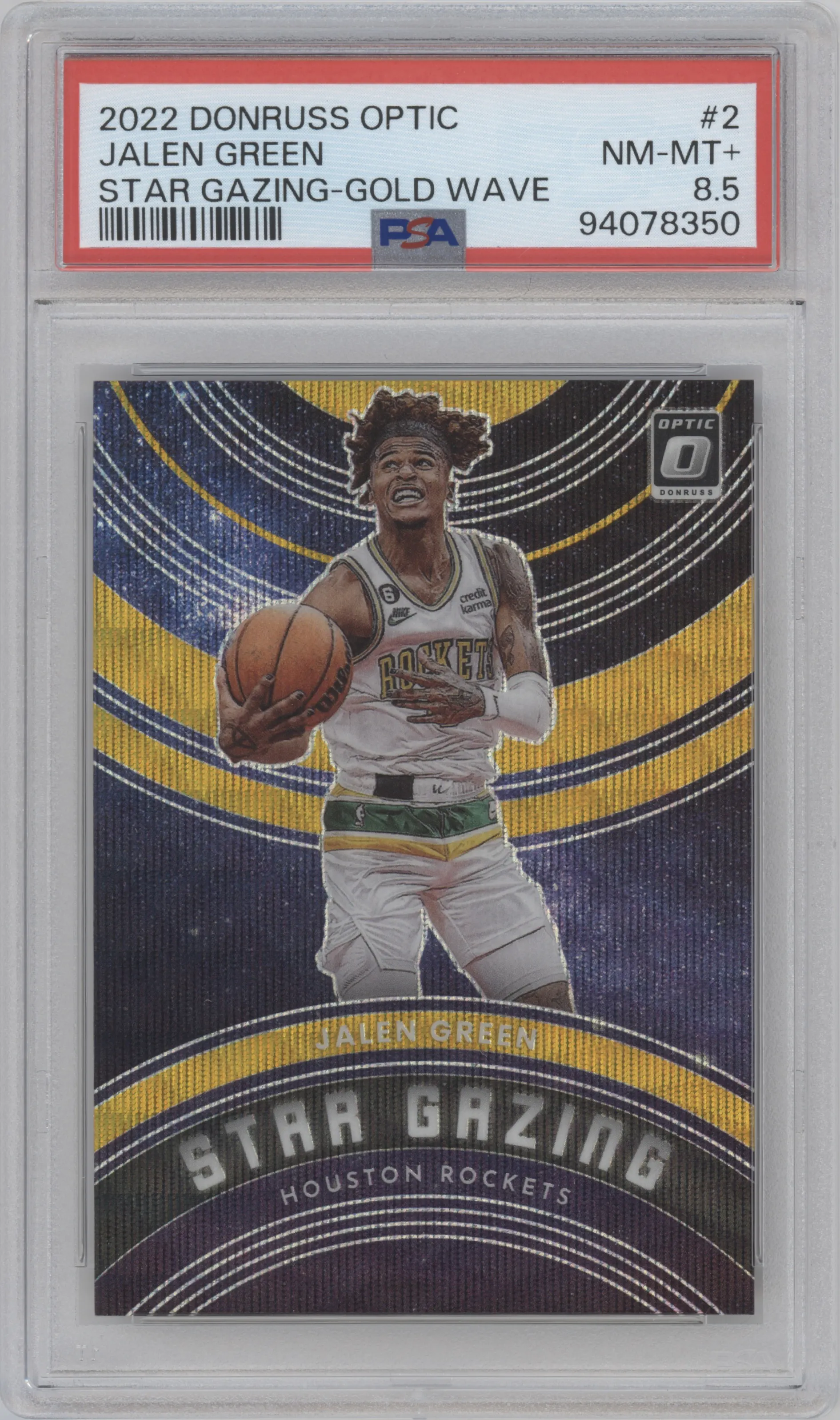 2022 Panini Donruss Optic Star Gazing Jalen Green Gold Wave #2 PSA 8.5