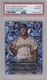 Jackson Chourio from the 2024 Topps Chrome Update Sapphire Edition set graded by PSA and given an overall grade of 10.