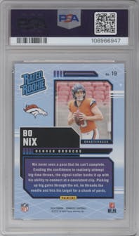 Bo Nix from the 2024 Donruss set graded by PSA and given an overall grade of 9.