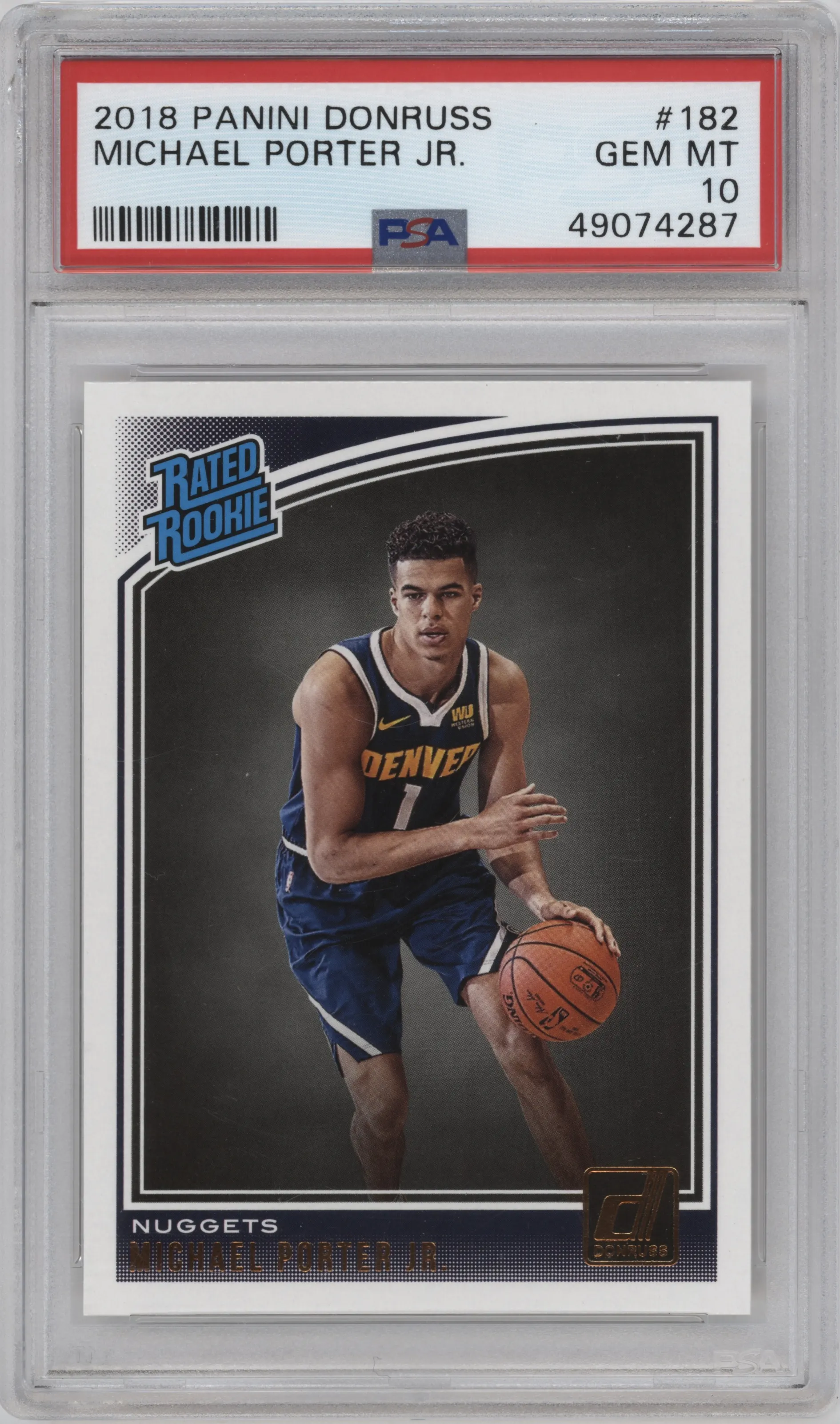 2018 Panini Donruss Rated Rookie Michael Porter Jr. PSA 10