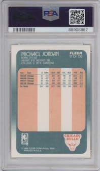 Michael Jordan from the 1988-89 Fleer set graded by PSA and given an overall grade of 8.