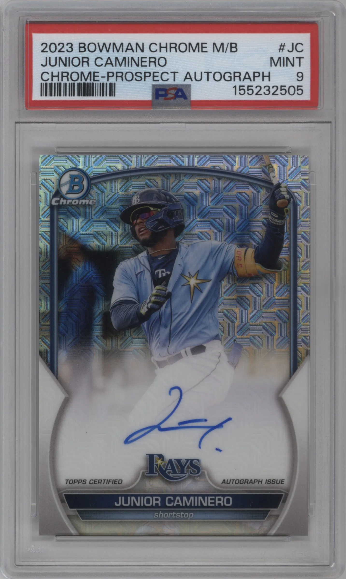 2023 Bowman Mega Box Chr.Pros.Auto Junior Caminero #BMA-JC PSA 9