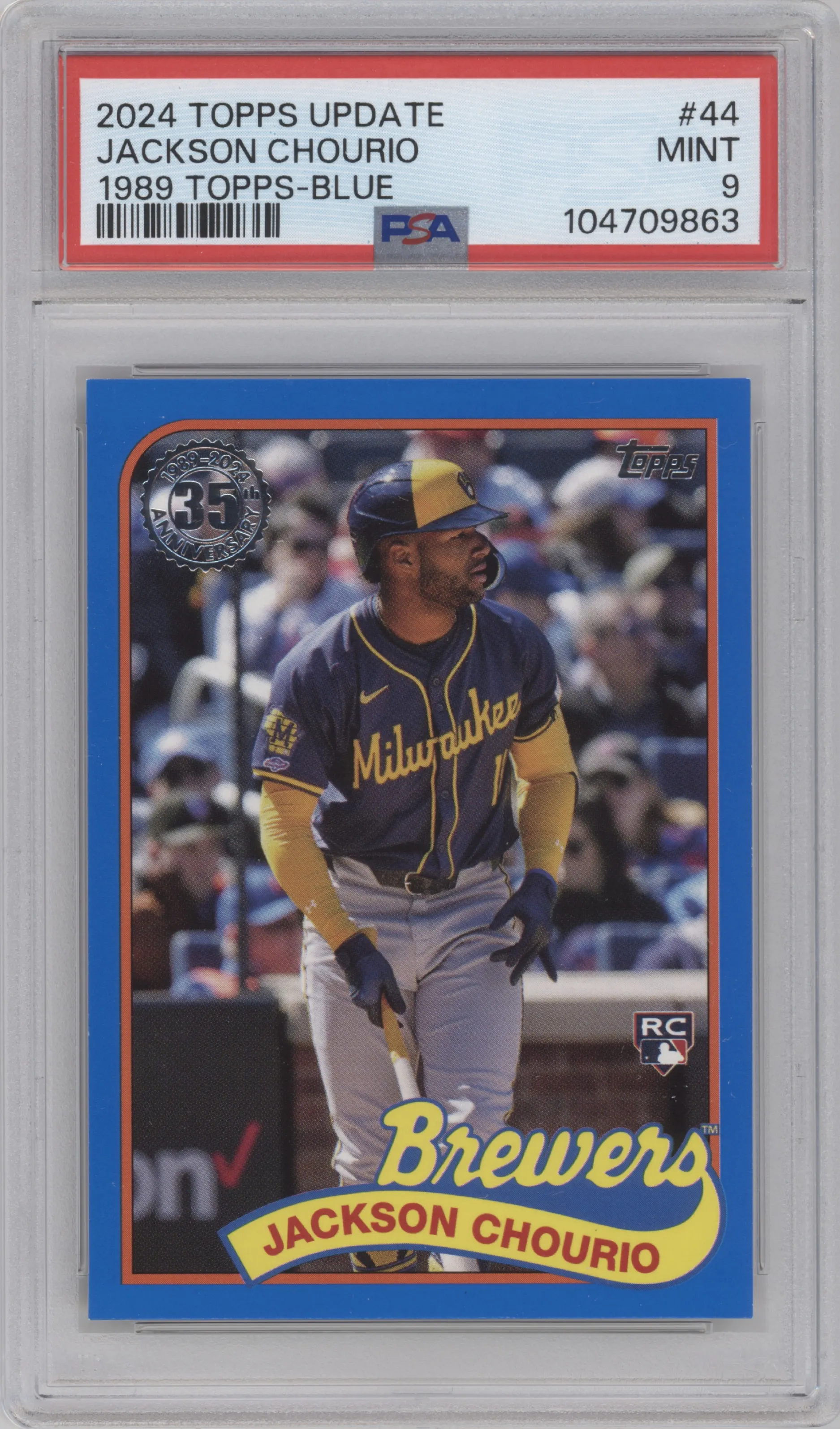 2024 Topps Update '89 35th Anniv. Jackson Chourio Blue #89US-44 PSA 9