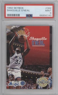 Shaquille O'Neal from the 1992-93 Skybox set graded by PSA and given an overall grade of 9.