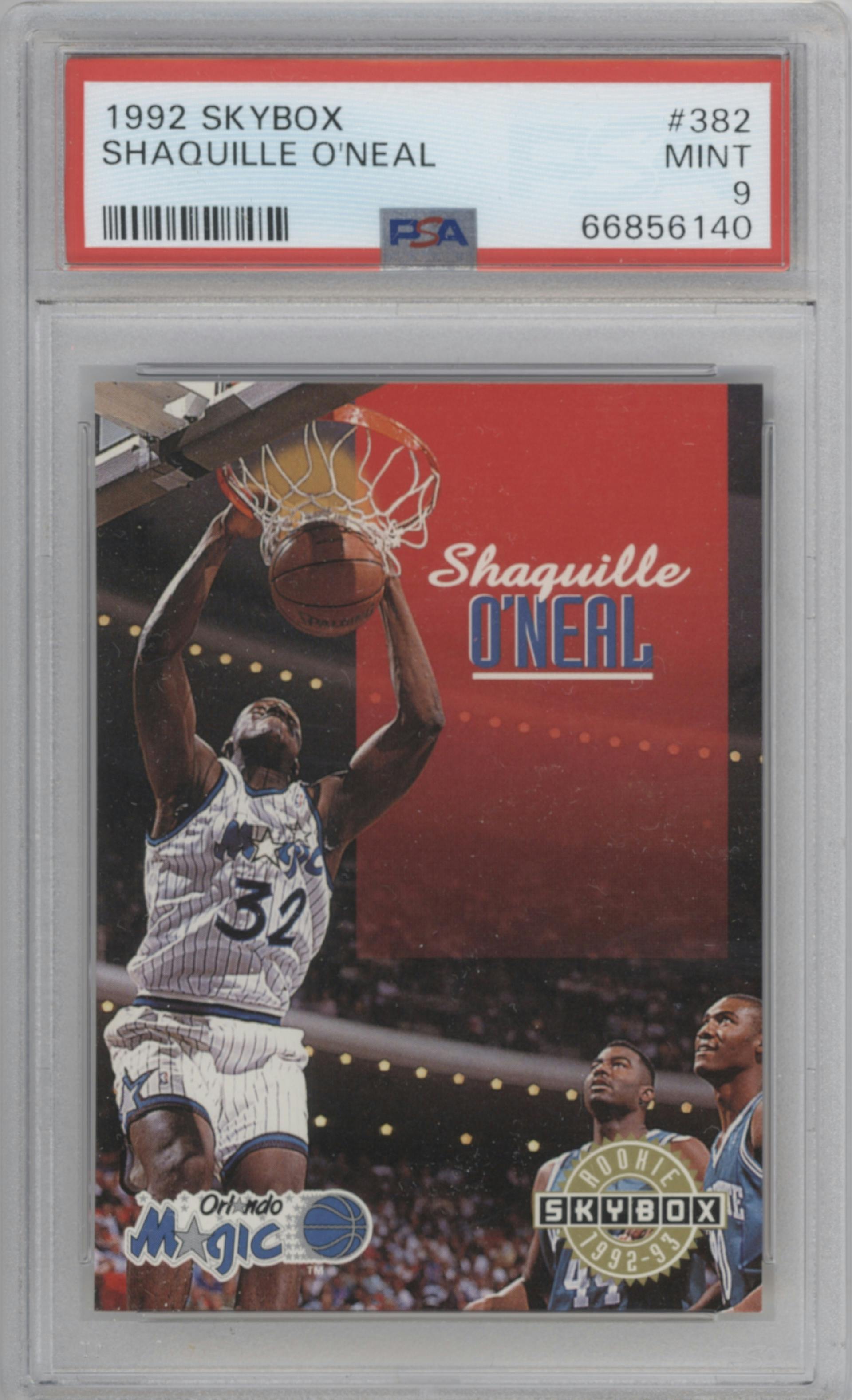 Shaquille O'Neal from the 1992-93 Skybox set graded by PSA and given an overall grade of 9.
