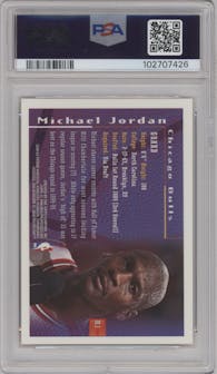 Michael Jordan from the 1995-96 Topps Finest set graded by PSA and given an overall grade of 7.