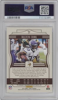 Dalvin Cook from the 2021 Panini Legacy set graded by PSA and given an overall grade of 10.