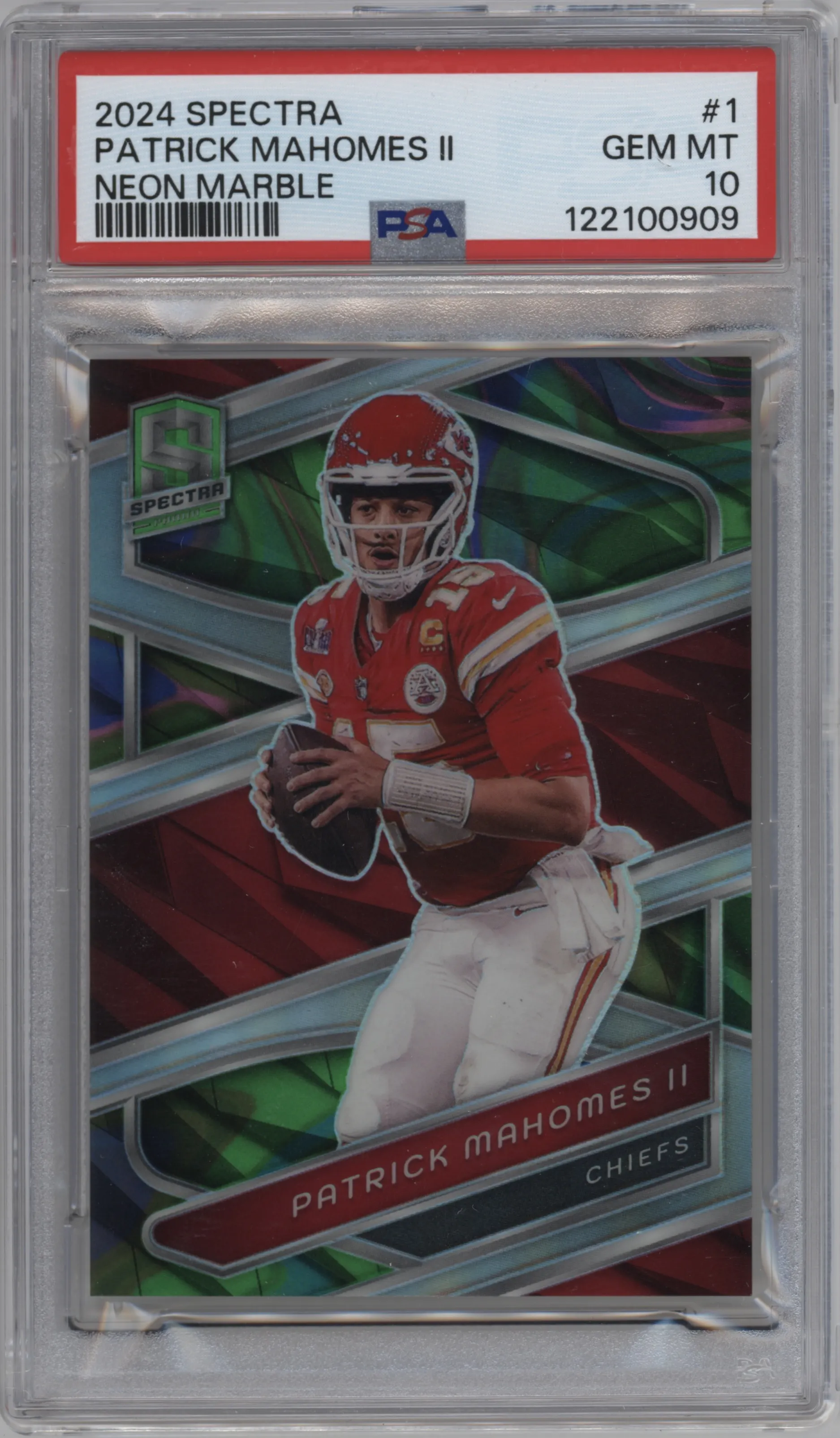 2024 Panini Spectra Patrick Mahomes II Neon Marble #1 PSA 10